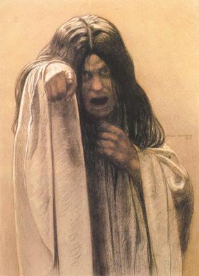 Carlos Schwabe Study for The Wave female figure left of the central figure (mk19) France oil painting art